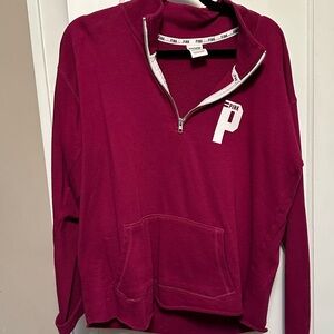 PINK Victoria's Secret Magenta Half-Zip Sweatshirt